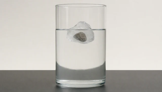Illustrative initial scene for Ice with a stone: melting